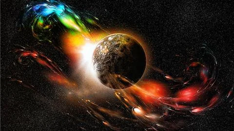 Planet and solar wind Stock Illustration