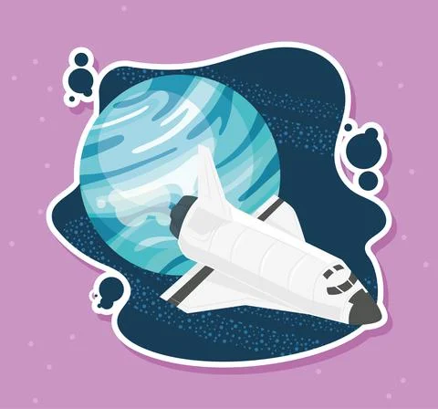 Planet and spacecraft Stock Illustration