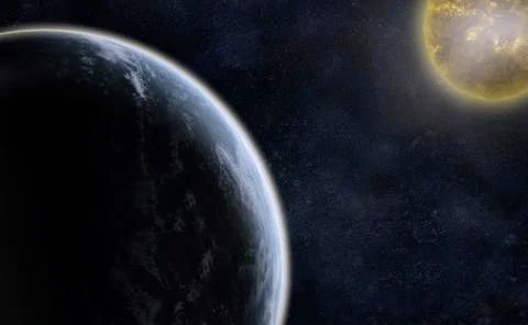 Planet and a star Stock Illustration
