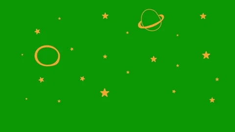 Planet and stars flickering looping animation on green background Stock Footage 340084342