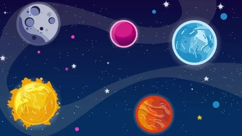 Planet and Stars Galaxy Animation Stock Footage 246777523