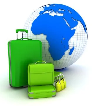 Planet and suitcases Stock Illustration