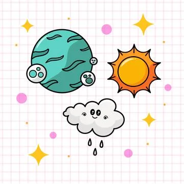 Planet and Sun Vector Stock Illustration