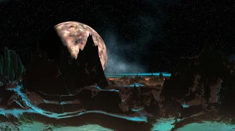 Planet appearing because of mountains. Video stock 10804079