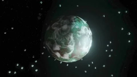 Planet with asteroid rocks 15 Stock Footage 233560512