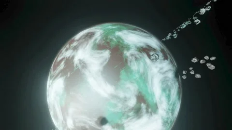 Planet with asteroid rocks 18 Stock Footage 233560544