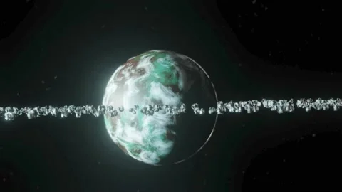 Planet with asteroid rocks 19 Stock Footage 233560546