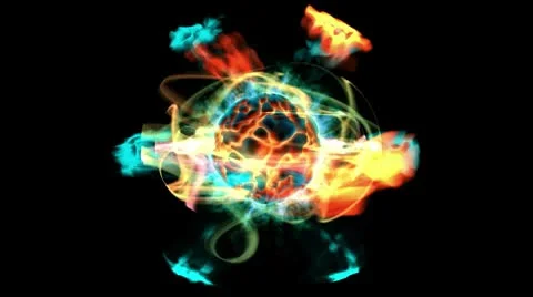 Planet-like atom with alpha and burning electrons Video stock 8953256