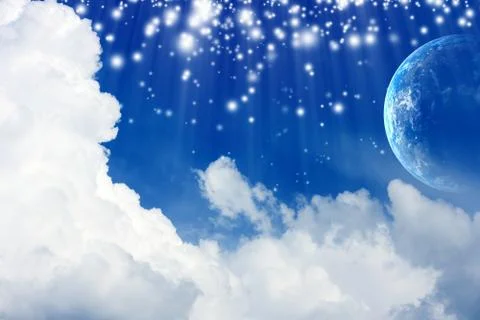 Planet in blue sky Stock Illustration