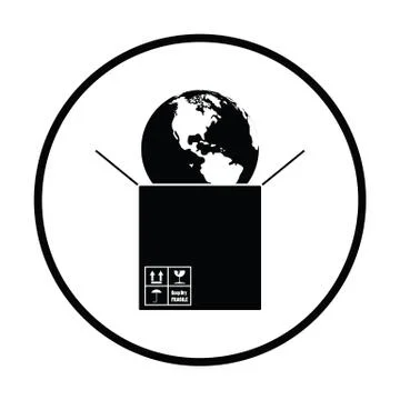 Planet in box Illustrazione stock