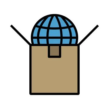 Planet In Box Illustrazione stock