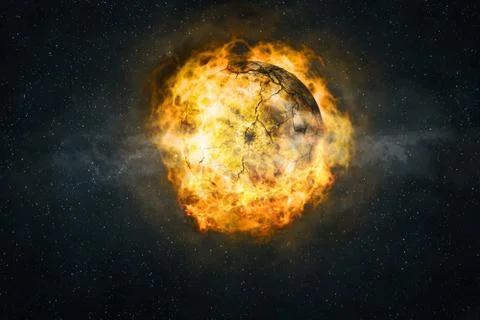 Planet burning in flames Stock Photos