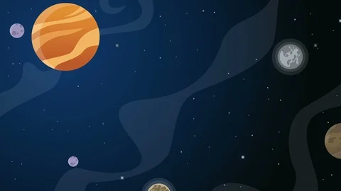 Planet cartoon in space animation background collection Stock Footage 90106999