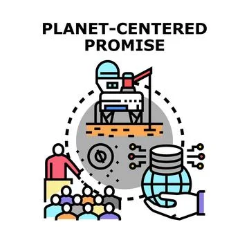 Planet centered promise for future exploration and data management Stock Illustration