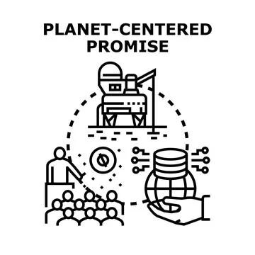Planet centered promise for future exploration and data management Stock Illustration