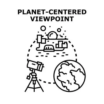 Planet centered viewpoint exploring astronomy and universe Stock Illustration
