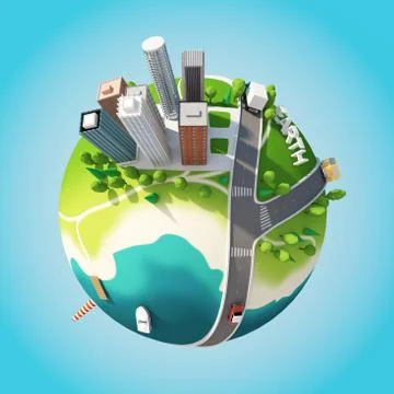 Planet City 3D Stock Illustration