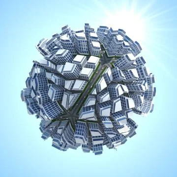 Planet City 3D Stock Illustration