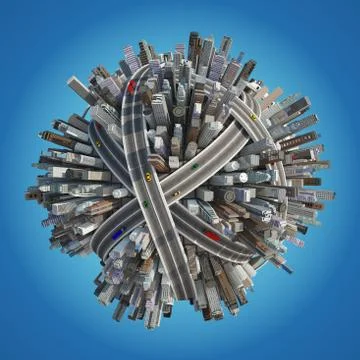 Planet City 3D Stock Illustration