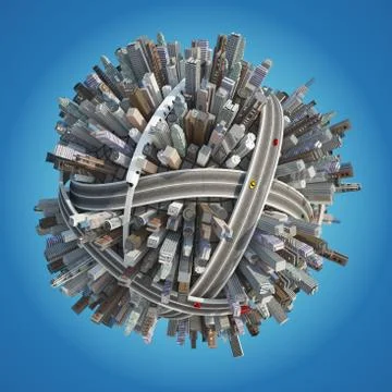 Planet City 3D Stock Illustration