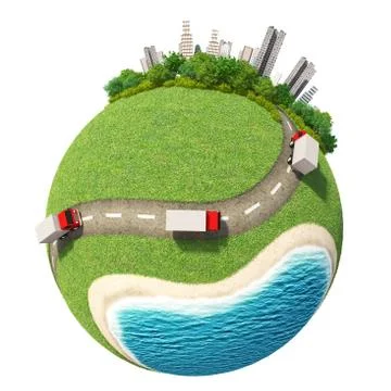 Planet City Roads 3D Stock Illustration