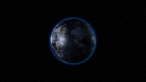 A planet with clouds, spinning in space Stock Footage 128230920