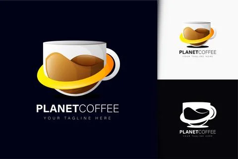 Planet coffee logo design with gradient Stock Illustration