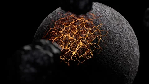 A planet collapsing in a 3D animation Stock Footage 253585661