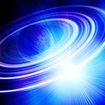 Planet with concentric rings in open space Stock Illustration