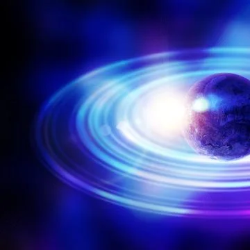 Planet with concentric rings in open space Stock Illustration