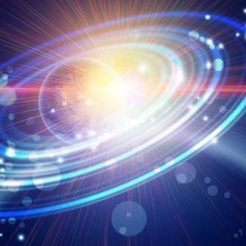 Planet with concentric rings in open space Stock Illustration