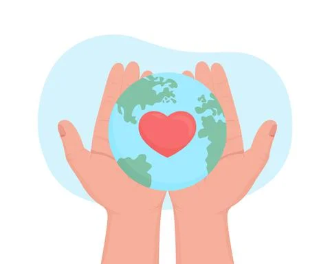 Planet conservation charity 2D vector isolated illustration Ilustración de archivo