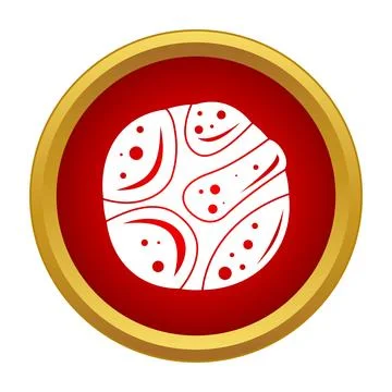 Planet with craters icon in golden frame Stock Illustration