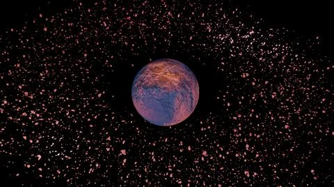 Planet with debris in outre space Stock Illustration