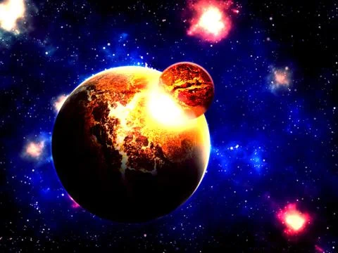 Planet destroyed in collision Stock Illustration