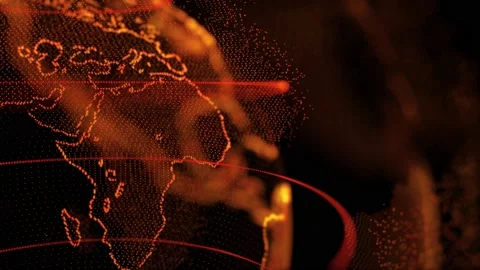 The Planet Digital Earth Hud Particles Rotating Loop Animation With Alpha. Stock Footage 139929002
