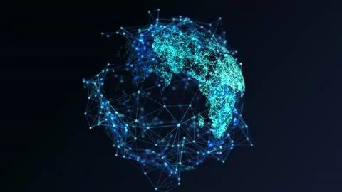 The Planet Digital Earth Hud Particles Rotating Loop Animation With Alpha. Stock Footage 140163530