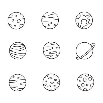 Planet doodle line vector illustration Stock Illustration