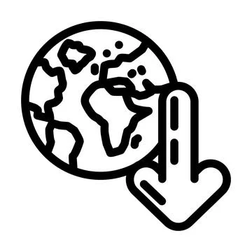 Planet down arrow download data line icon vector illustration Stockillustratie