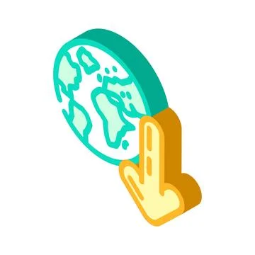 Planet down arrow download data isometric icon vector illustration Stockillustratie