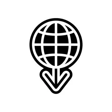 Planet down arrow download data glyph icon vector illustration Stock Illustration