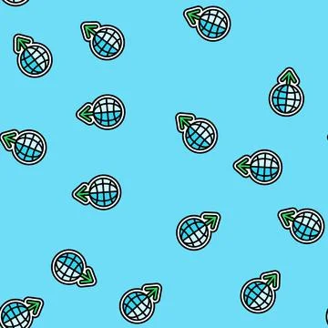 Planet down arrow download data vector seamless pattern Illustrazione stock