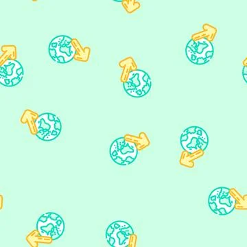 Planet down arrow download data vector seamless pattern Stock Illustration