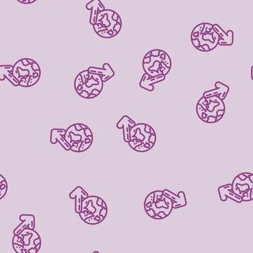 Planet down arrow download data line vector seamless pattern Stock Illustration