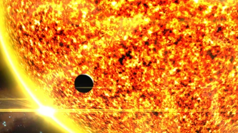 Planet Dwarfed by Sun Video stock 33547472