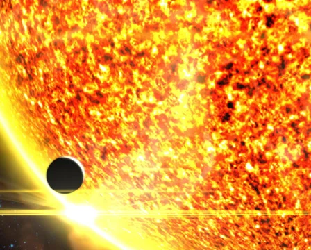 Planet Dwarfed by Sun Video stock 33623089