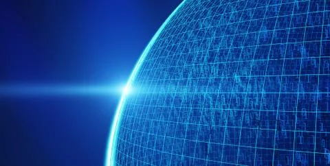 Planet earth with 01 binary data, Internet connection concept of global busin Stock Illustration