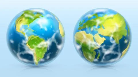 Planet Earth. 3d realistic vector icon set Stock Illustration
