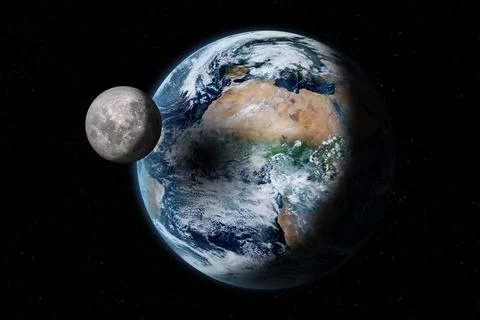 Planet Earth and Moon. Eclipse. Fotos Stock