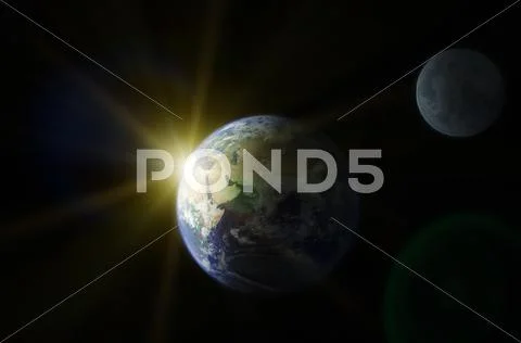Planet earth and moon Stock Illustration